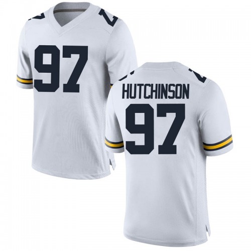 Aidan Hutchinson Michigan Wolverines Men's NCAA #97 White Game Brand Jordan College Stitched Football Jersey RSZ0454ZB
